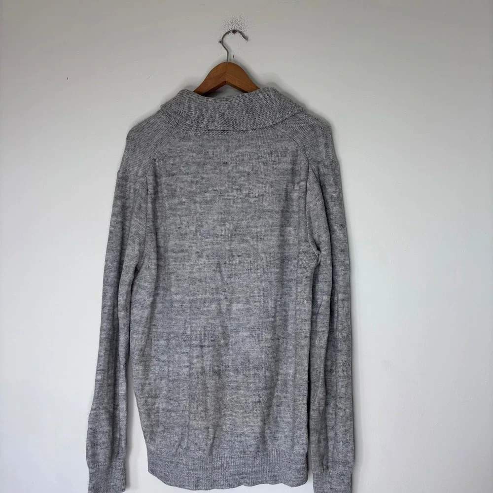 J Crew‎ 100% Lambswool Wool Knit Shawl Collar Cardigan Sweater Natural Medium